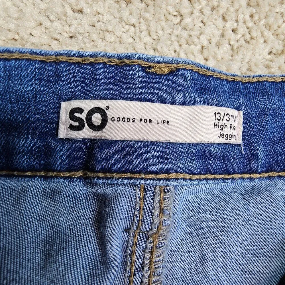 SO High Rise Distressed Jeggings Medium Wash Skinny Jeans Women’s 30x26